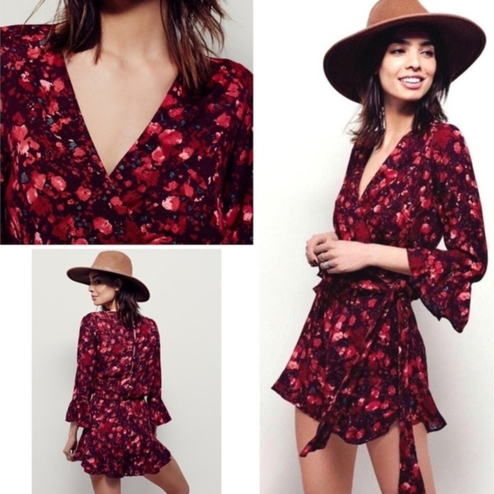 Free People Romper Medium Flowy Floral Whimsical Bell Sleeves